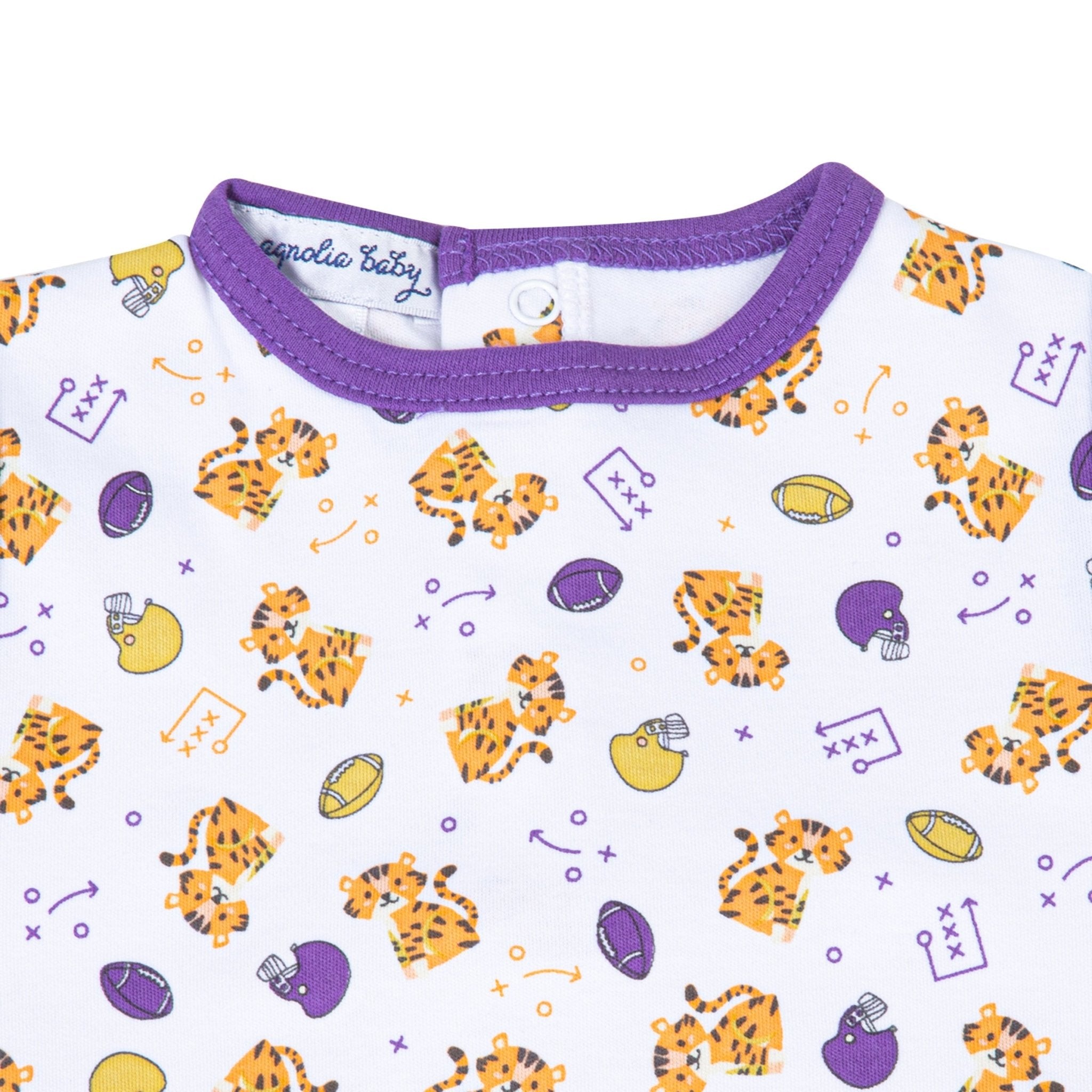 Tiger Pride Print Short Playsuit - Purple Gold - Magnolia BabyShort Playsuit