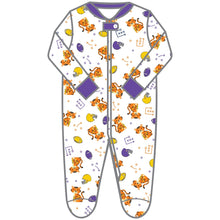  Tiger Pride Print Zip Footie - Purple Gold - Magnolia BabyFootie