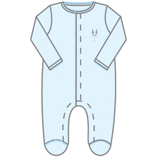  Tiny Buck Blue Embroidered Footie - Magnolia BabyFootie