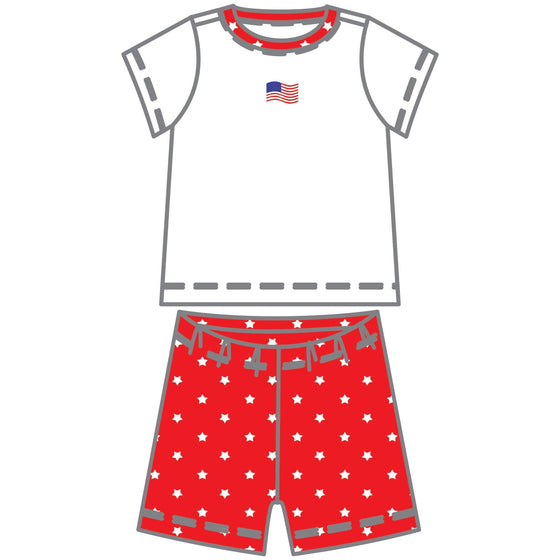 Tiny Red, White and Blue Embroidered Toddler Short Set - Magnolia BabyShort Set