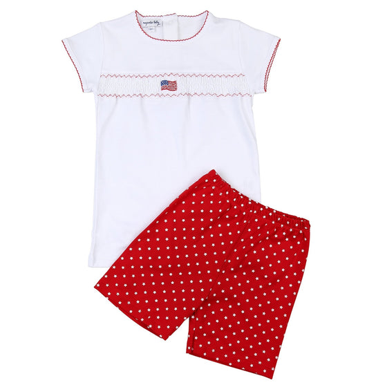 Tiny Red, White and Blue Smocked Toddler Short Set - Magnolia BabyShort Set