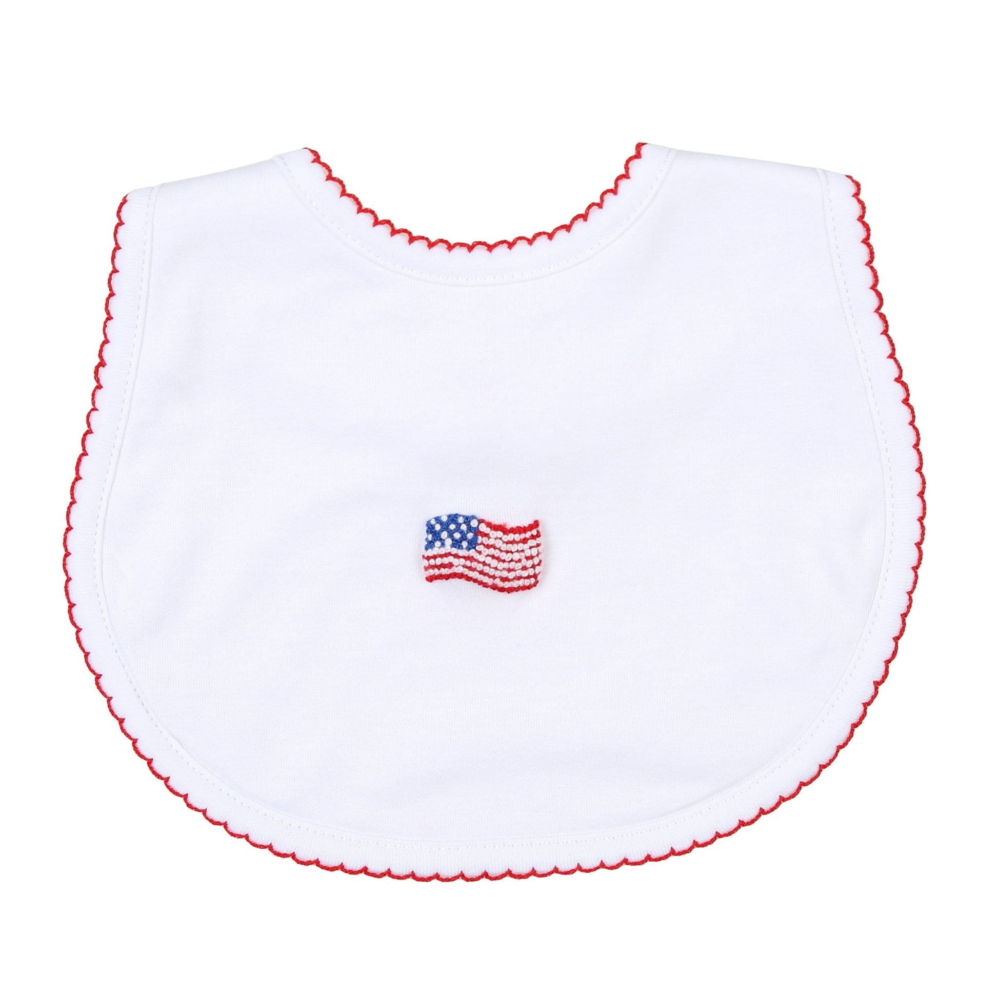 Tiny Red, White & Blue Embroidered Bib - Magnolia BabyBib