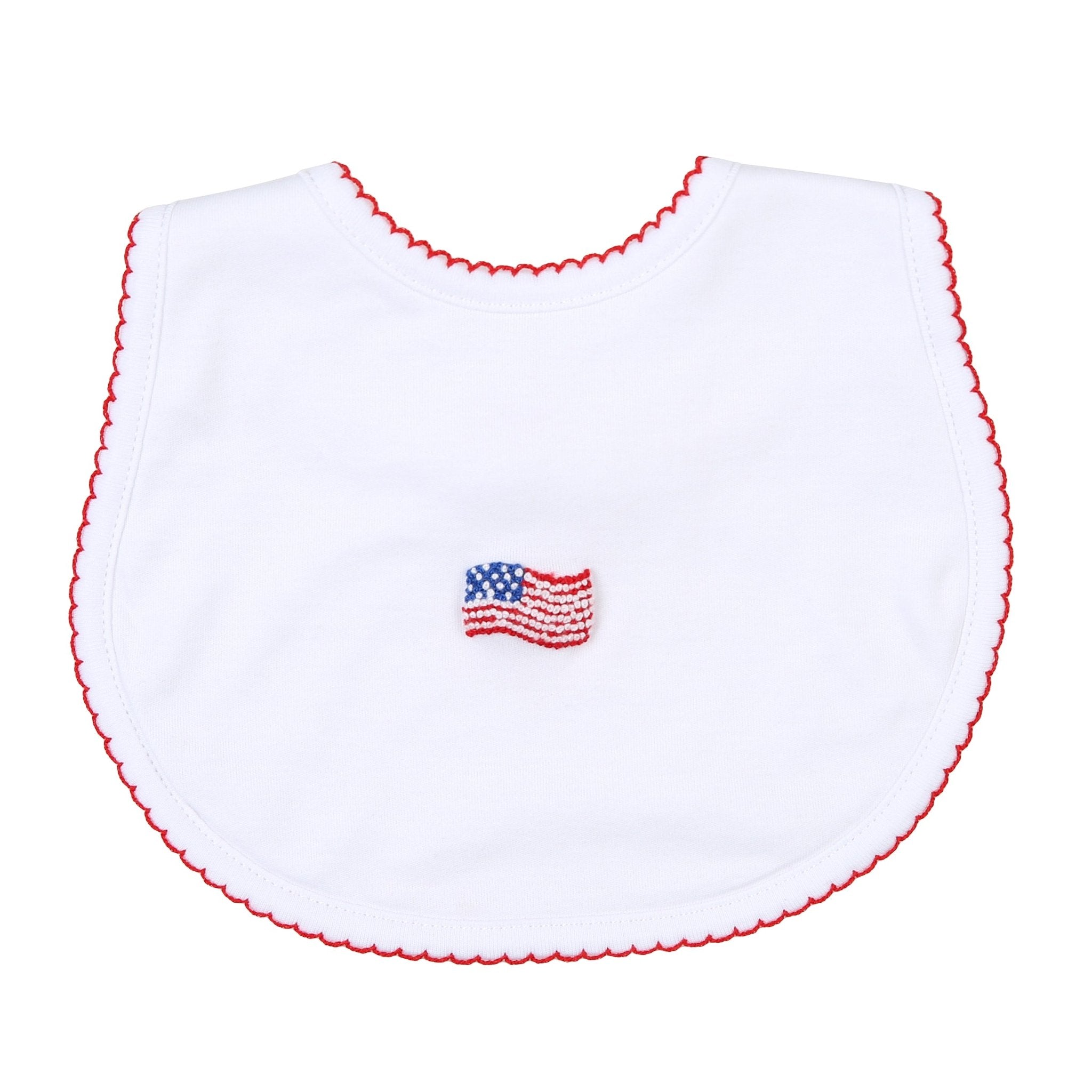 Tiny Red, White & Blue Embroidered Bib - Magnolia BabyBib