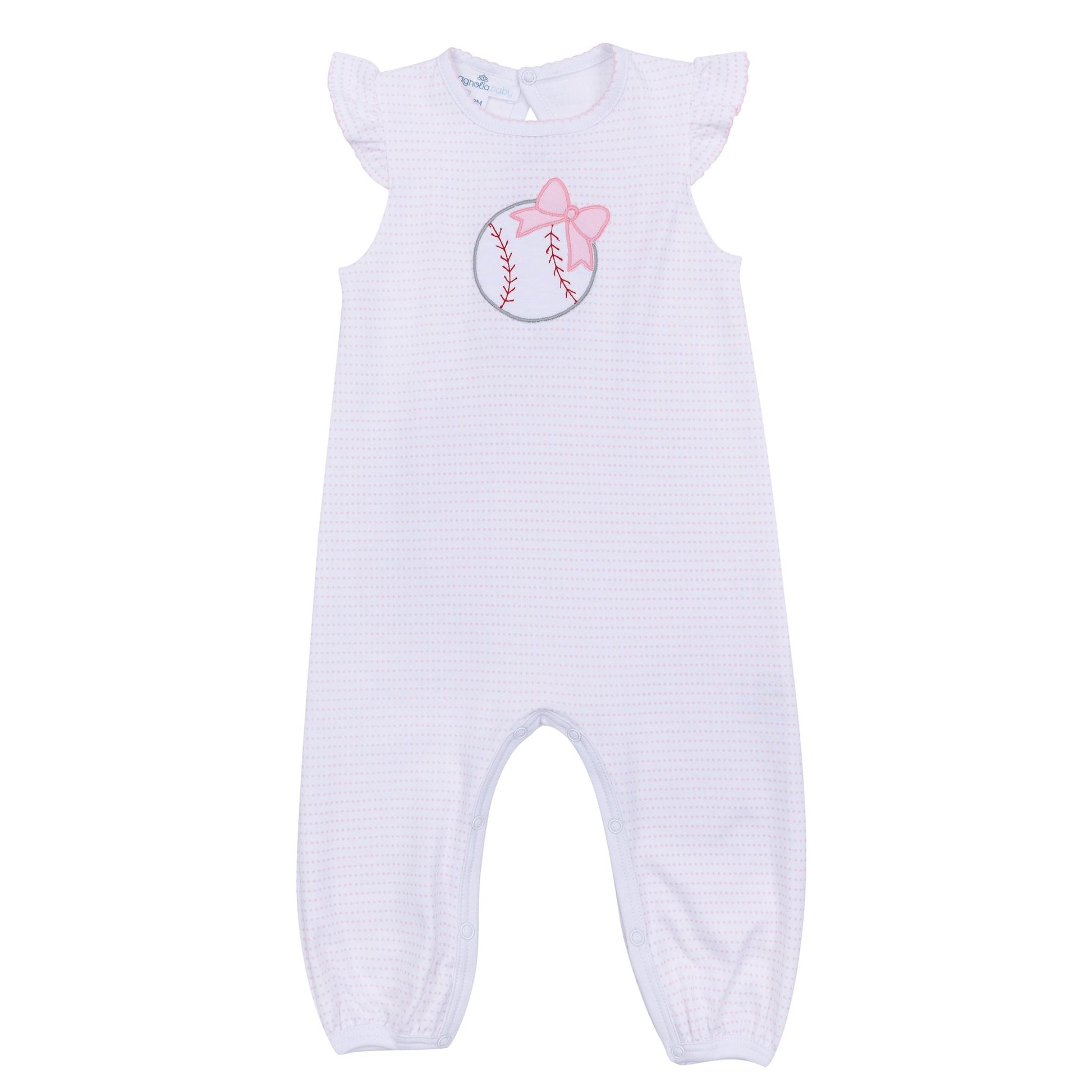Tiny Slugger Applique Flutters Playsuit - Pink - Magnolia BabyPlaysuit