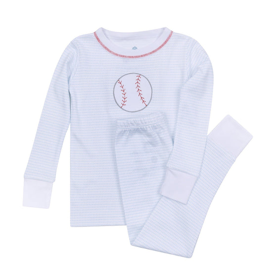 Tiny Slugger Applique Long Pajamas - Light Blue - Magnolia BabyLong Pajamas