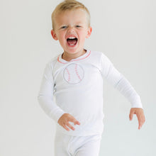  Tiny Slugger Applique Long Pajamas - Light Blue - Magnolia BabyLong Pajamas