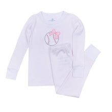  Tiny Slugger Applique Long Pajamas - Pink - Magnolia BabyLong Pajamas