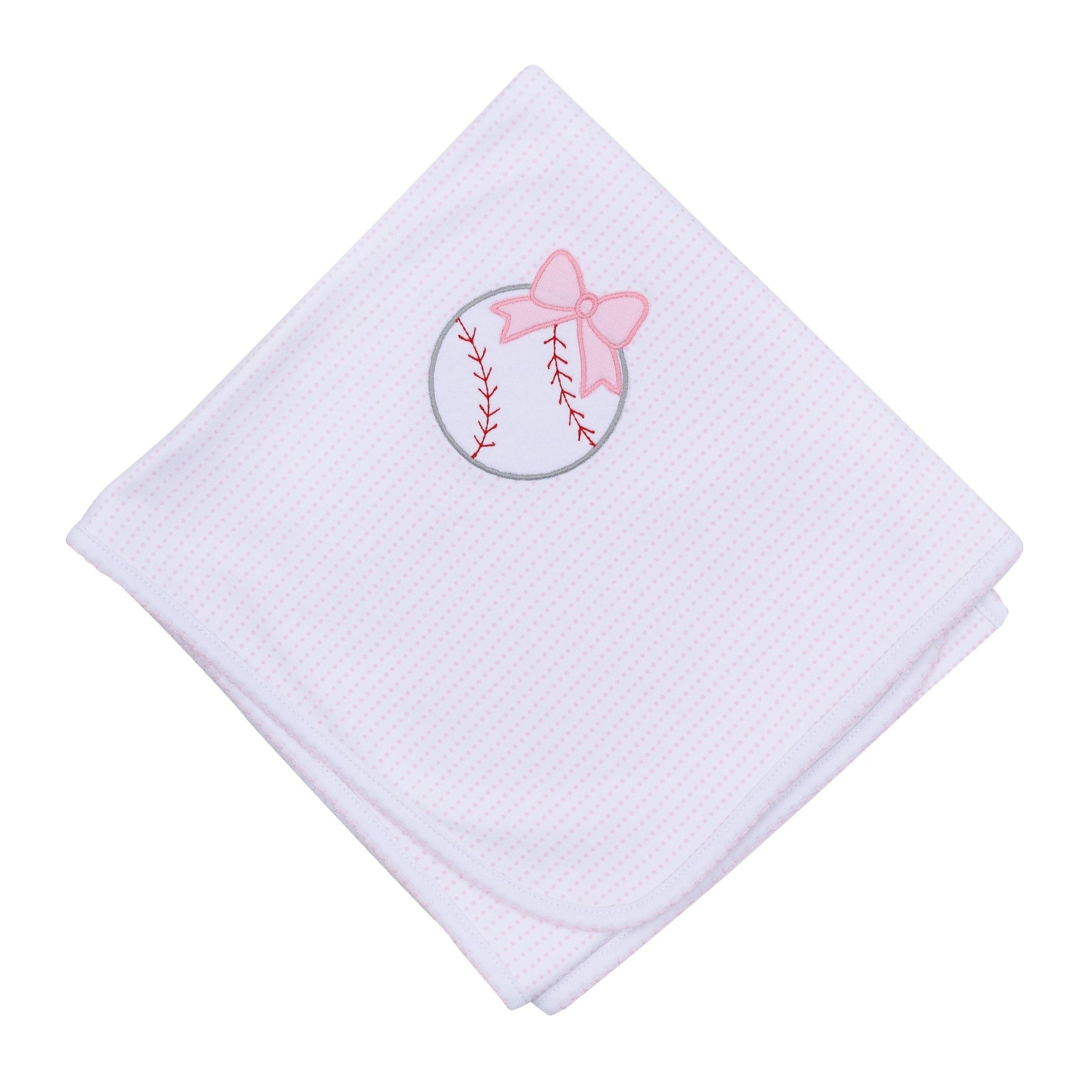 Tiny Slugger Applique Receiving Blanket - Pink - Magnolia BabyReceiving Blanket