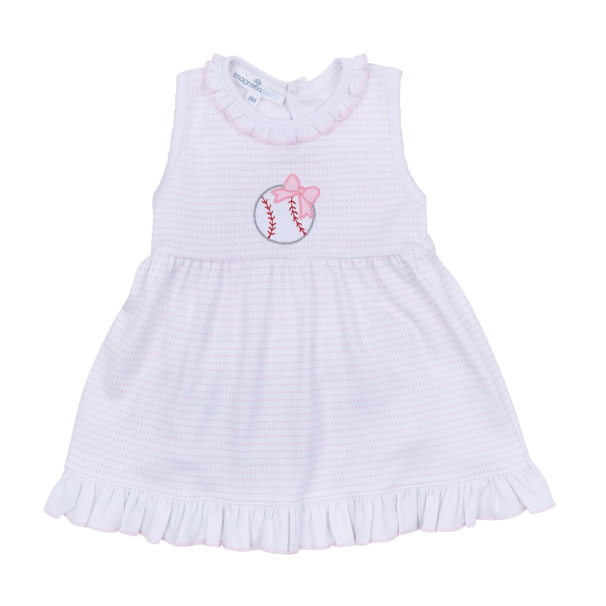 Tiny Slugger Applique Sleeveless Dress - Pink - Magnolia BabyDress
