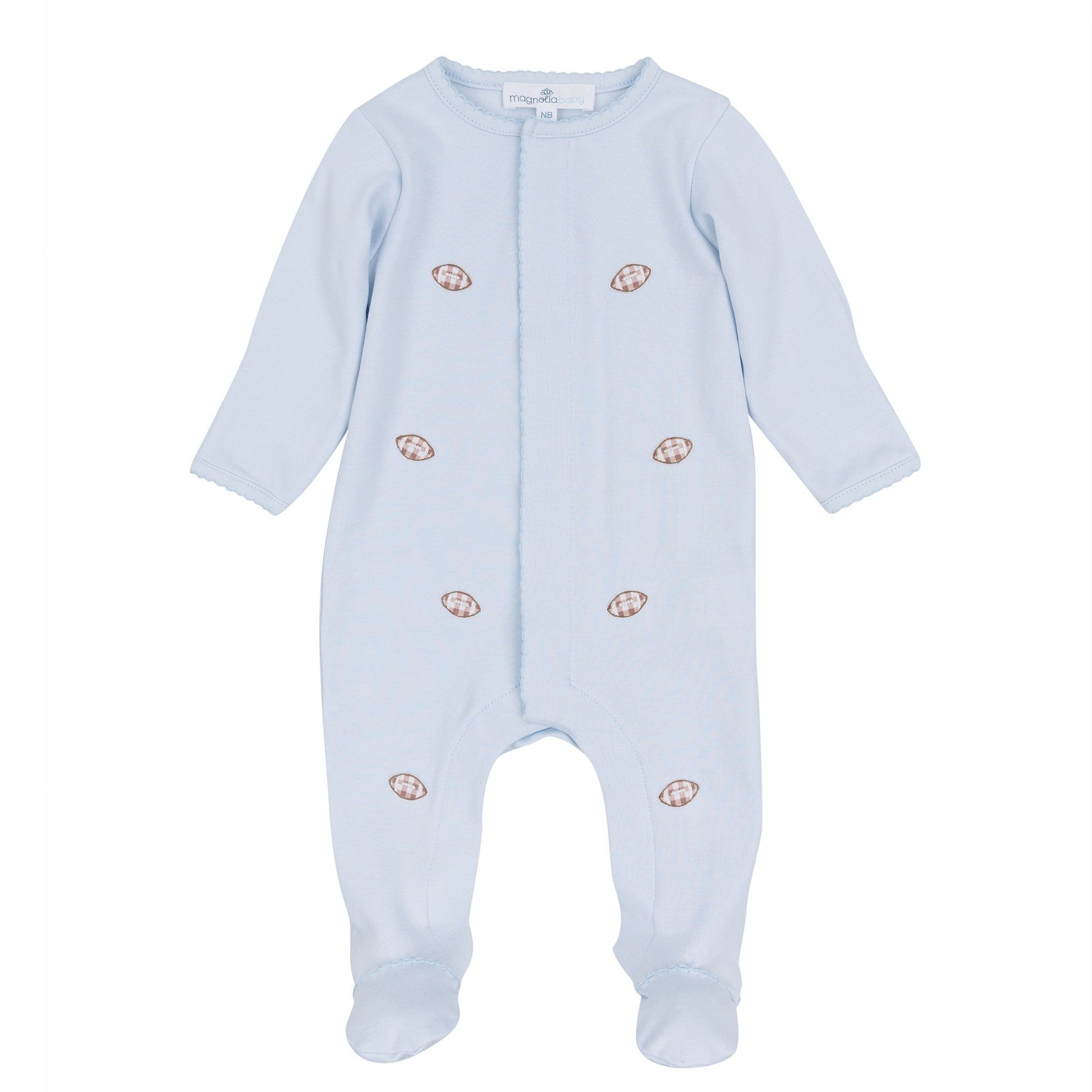 Magnolia Baby_Tiny Tailgater Footie - Light Blue_1