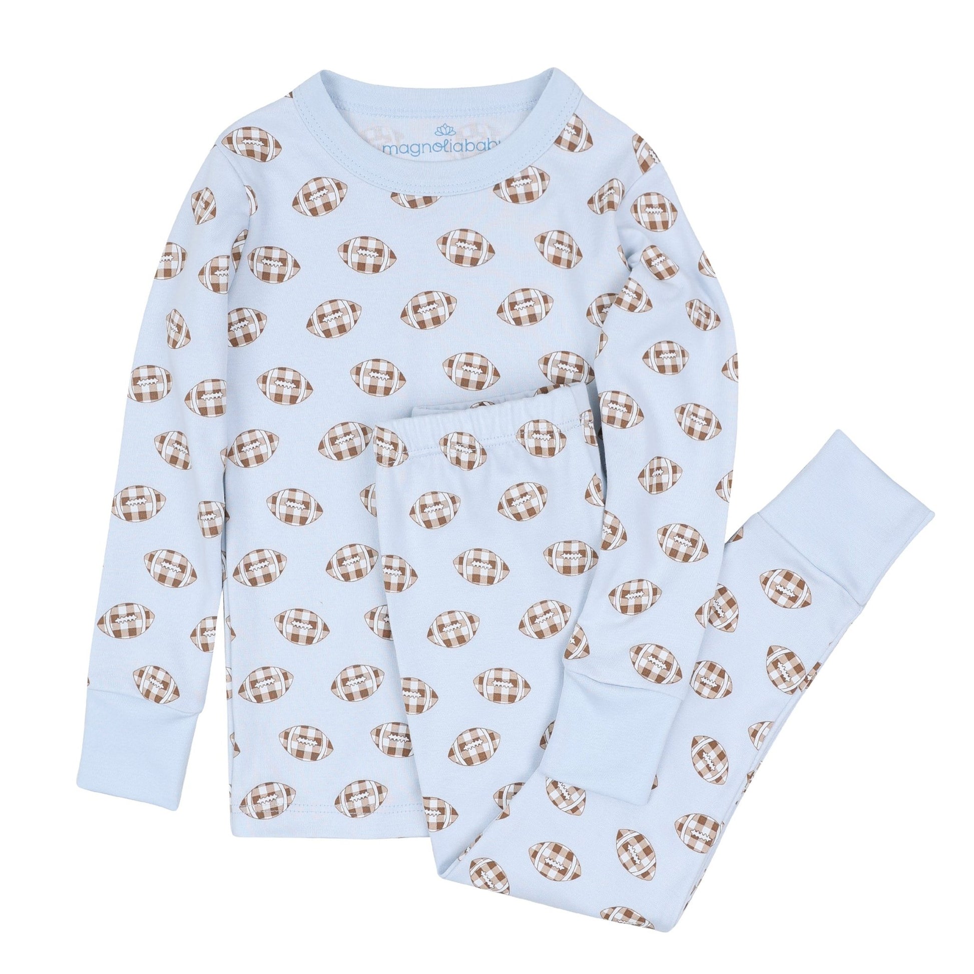Magnolia Baby_Tiny Tailgater Long Pajamas - Light Blue_2