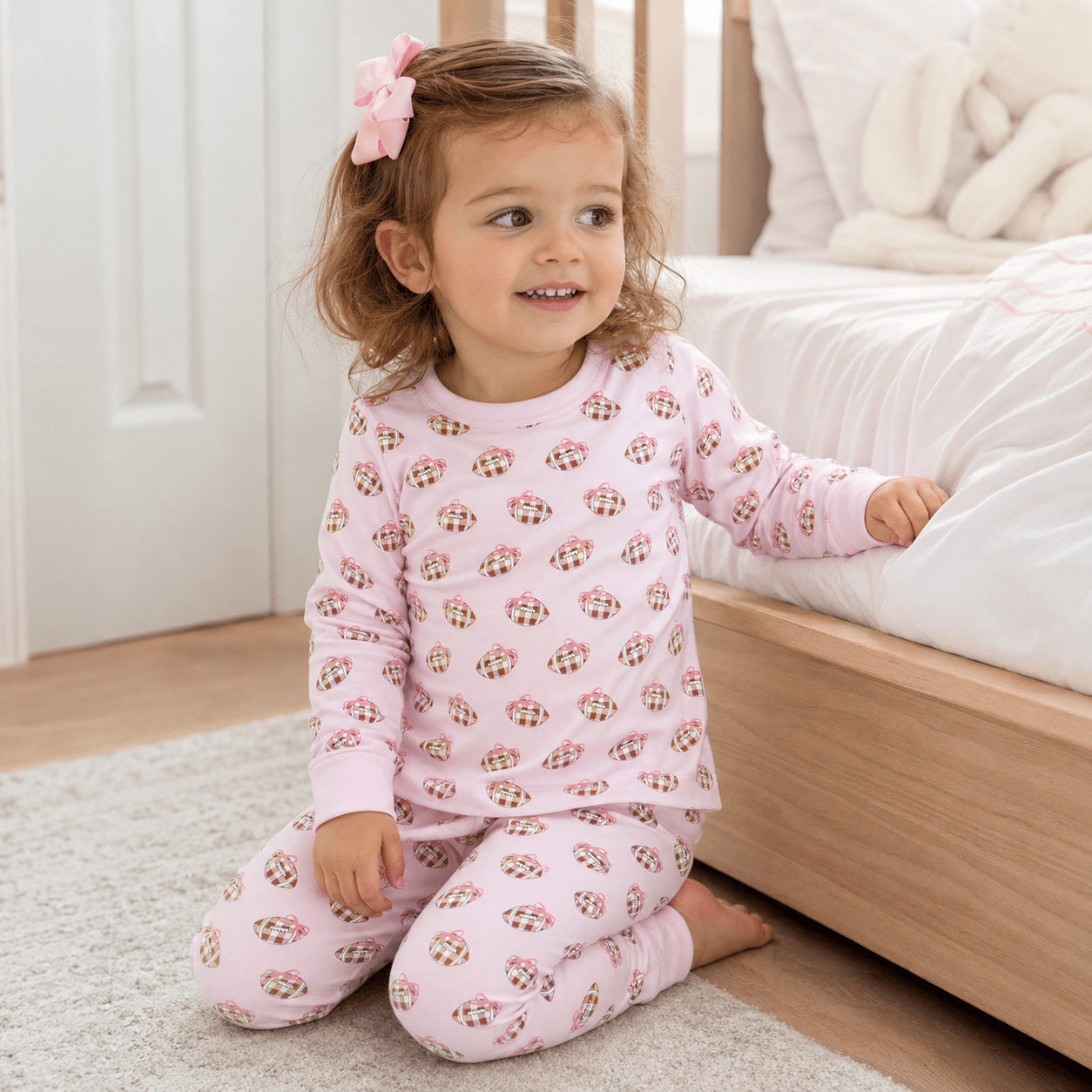 Magnolia Baby_Tiny Tailgater Long Pajamas - Pink_1