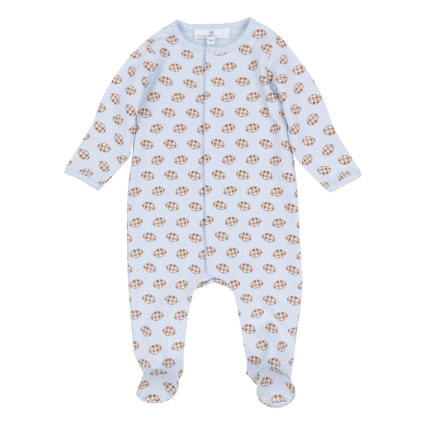 Magnolia Baby_Tiny Tailgater Print Footie - Light Blue_1