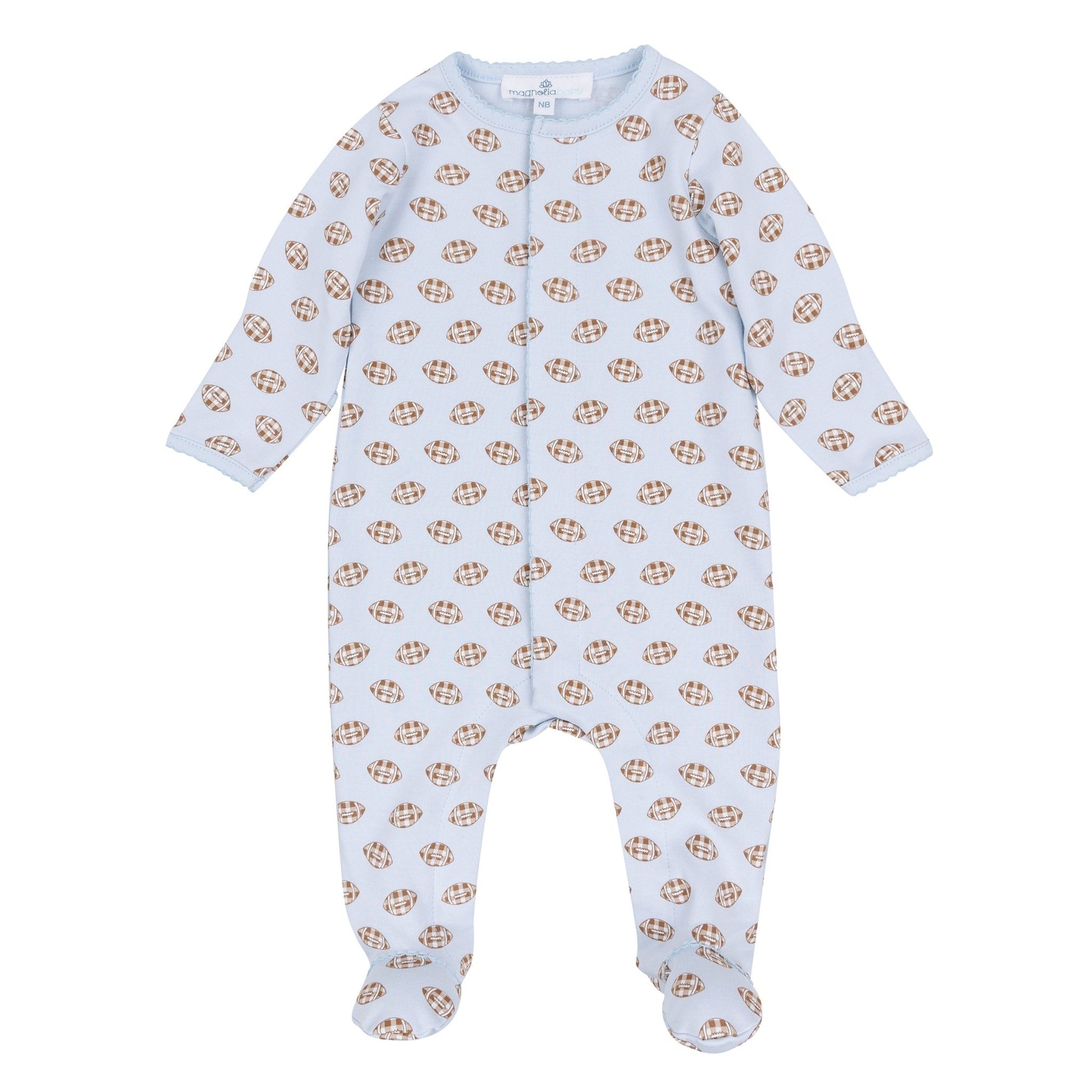 Magnolia Baby_Tiny Tailgater Print Footie - Light Blue_1