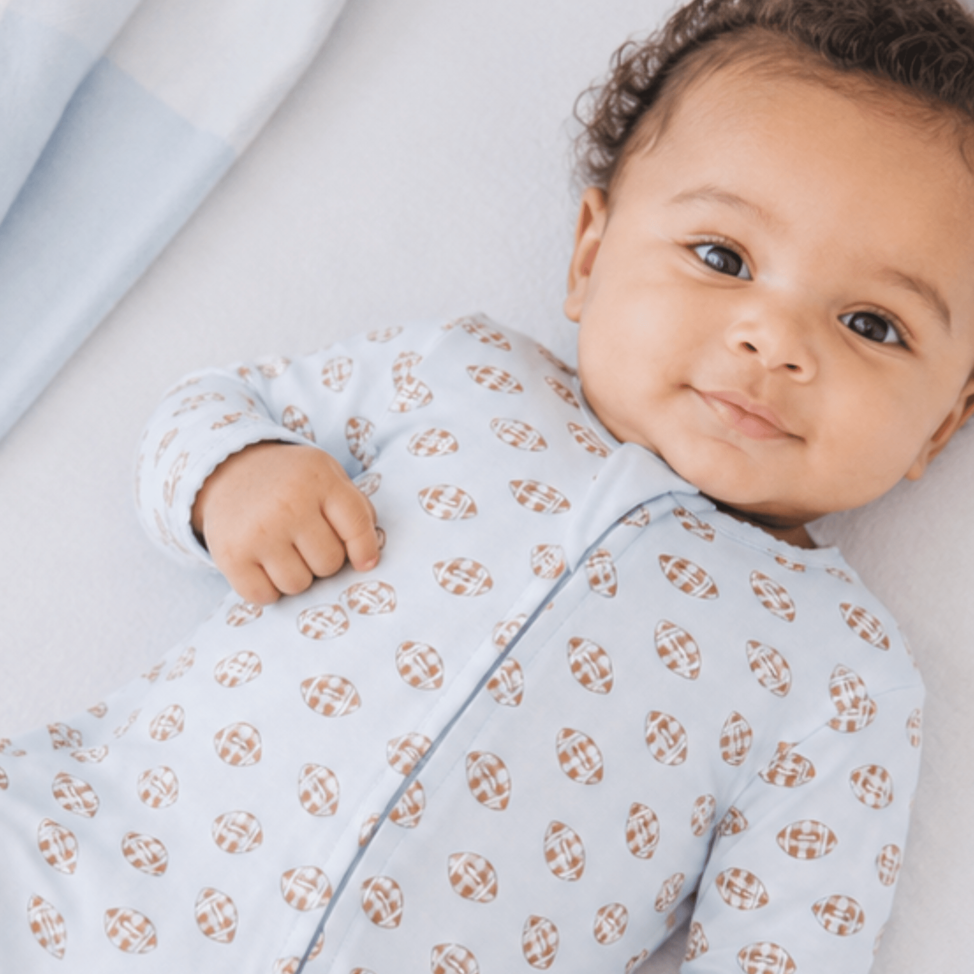 Magnolia Baby_Tiny Tailgater Print Zip Footie - Light Blue_1