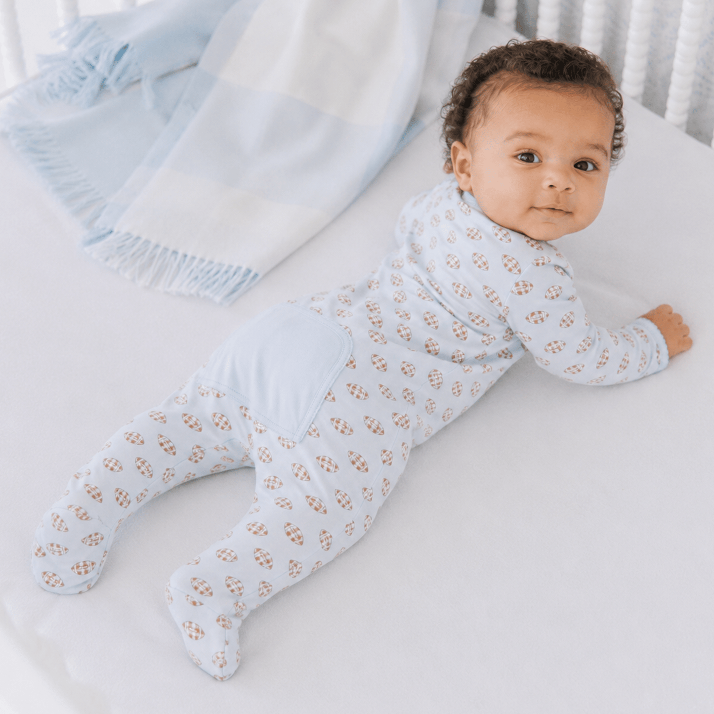 Magnolia Baby_Tiny Tailgater Print Zip Footie - Light Blue_3