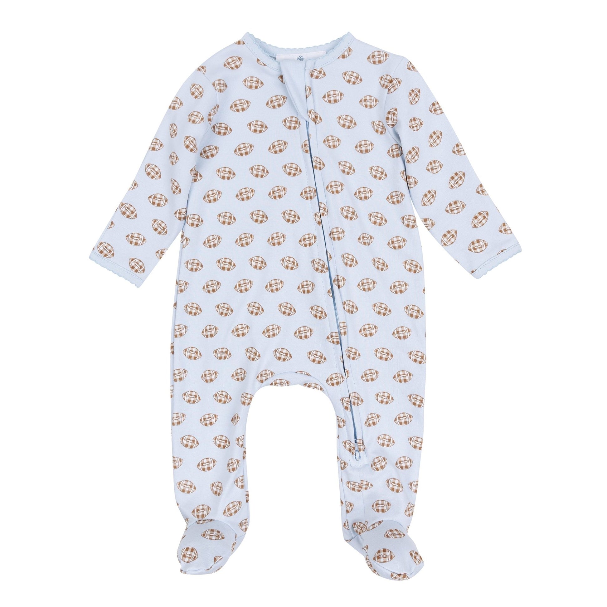 Magnolia Baby_Tiny Tailgater Print Zip Footie - Light Blue_5
