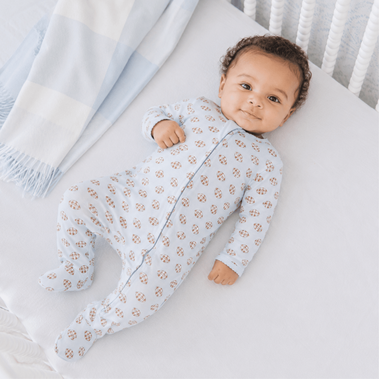 Magnolia Baby_Tiny Tailgater Print Zip Footie - Light Blue_2