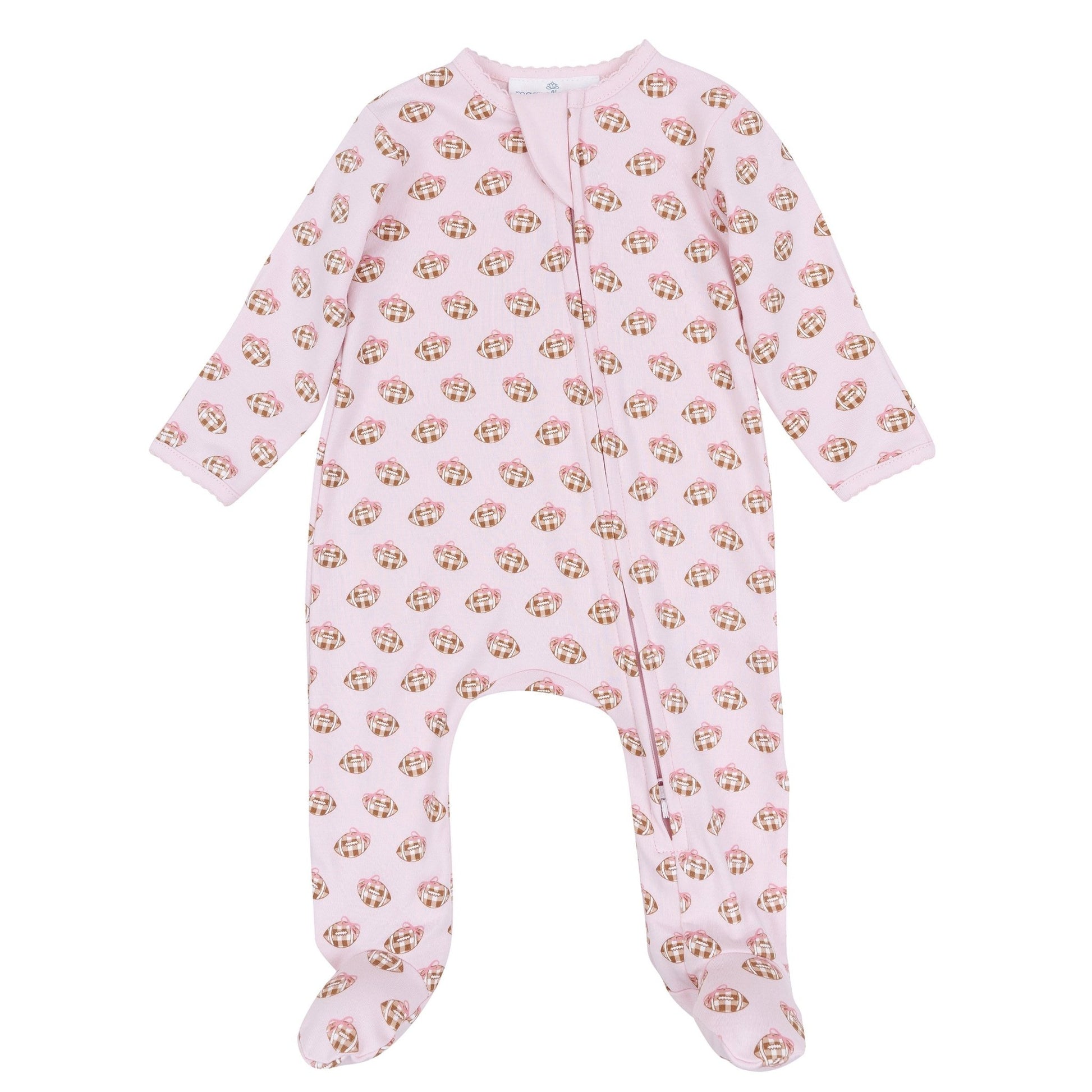 Magnolia Baby_Tiny Tailgater Print Zip Footie - Pink_1