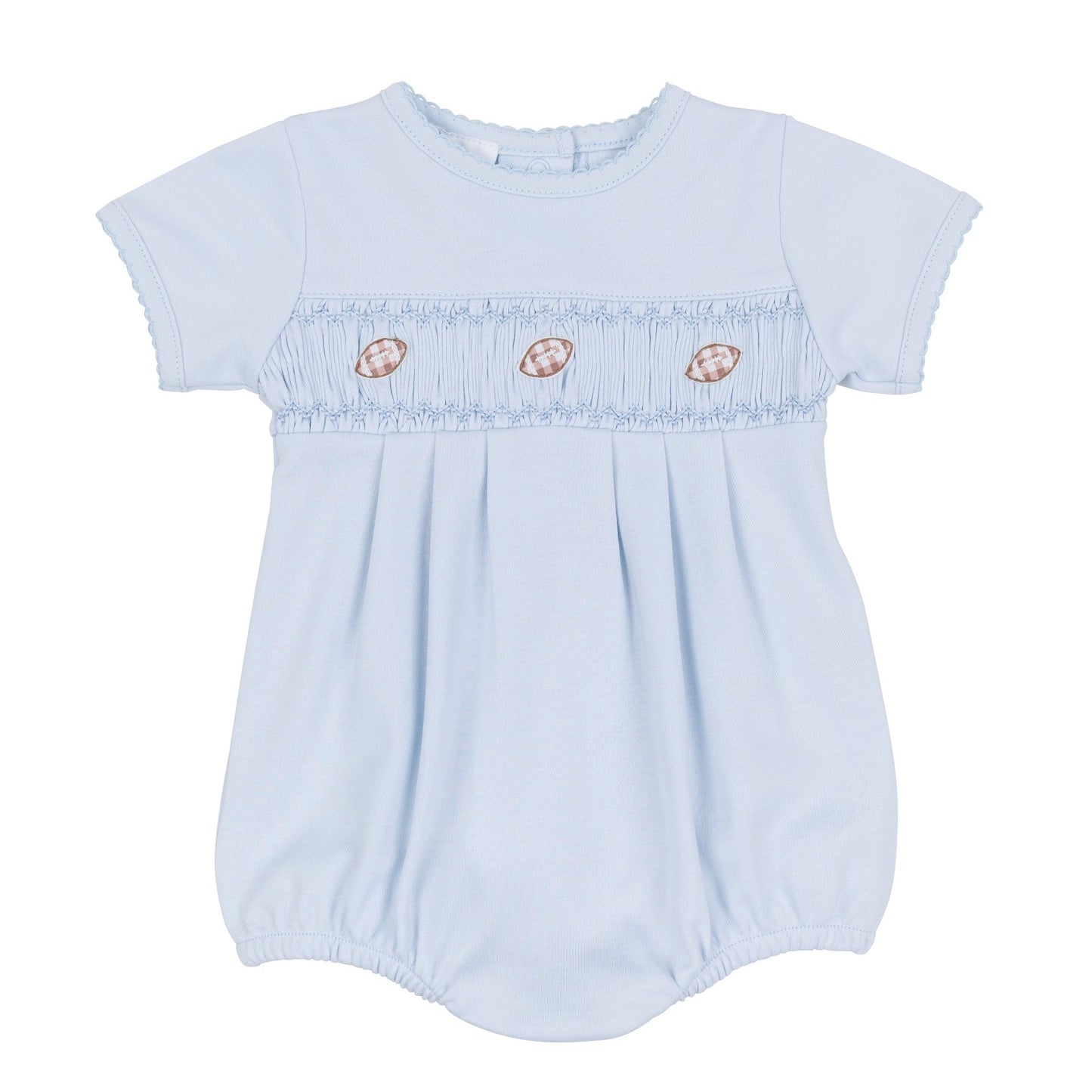 Magnolia Baby_Tiny Tailgater Smocked Bubble - Light Blue_1