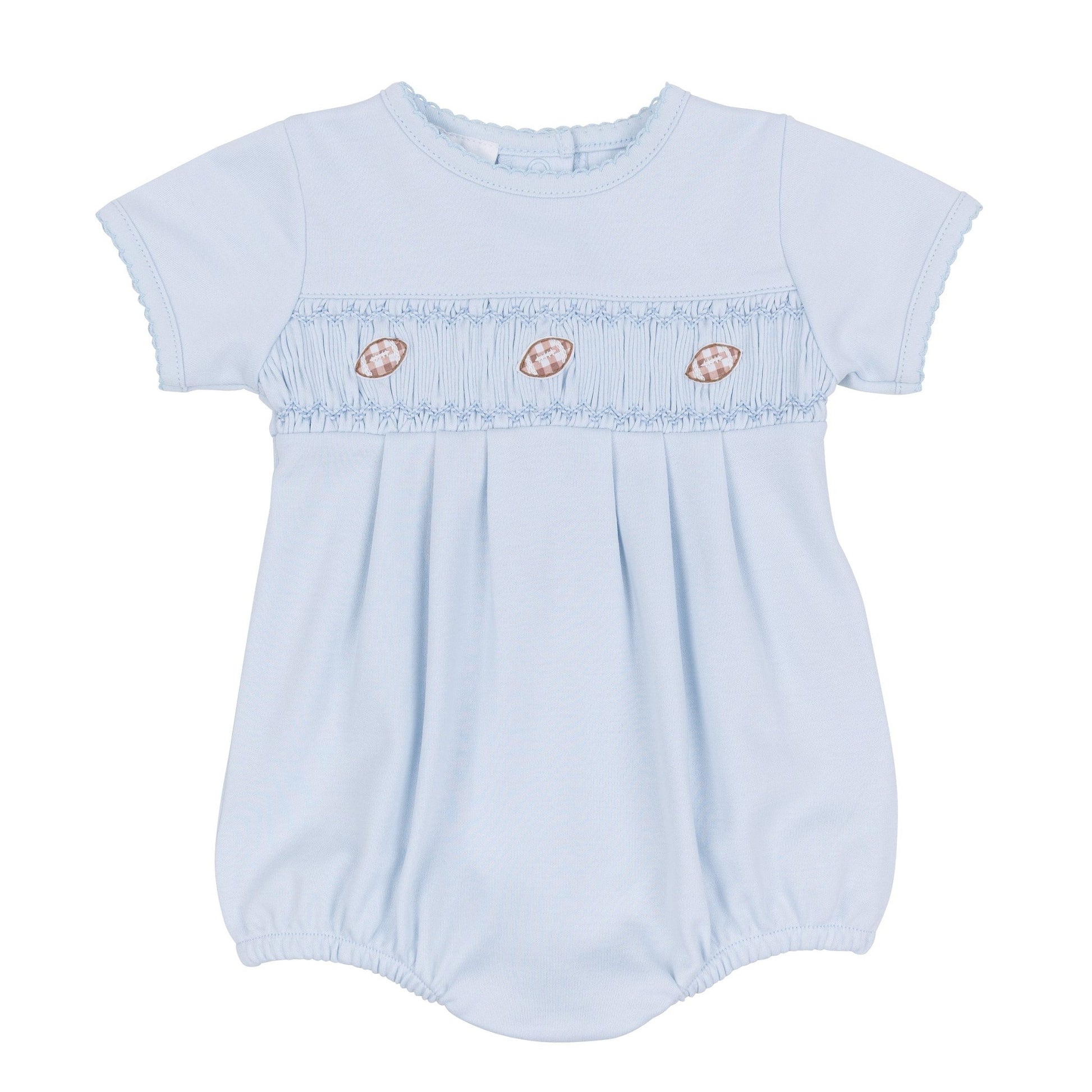 Magnolia Baby_Tiny Tailgater Smocked Bubble - Light Blue_1