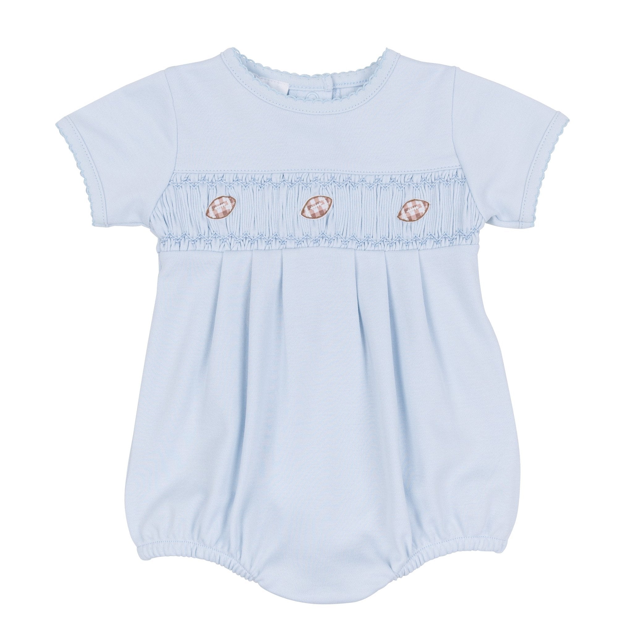 Magnolia Baby_Tiny Tailgater Smocked Bubble - Light Blue_1