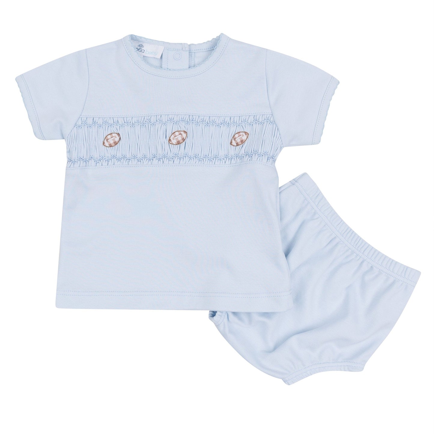 Magnolia Baby_Tiny Tailgater Smocked Diaper Cover Set - Light Blue_1