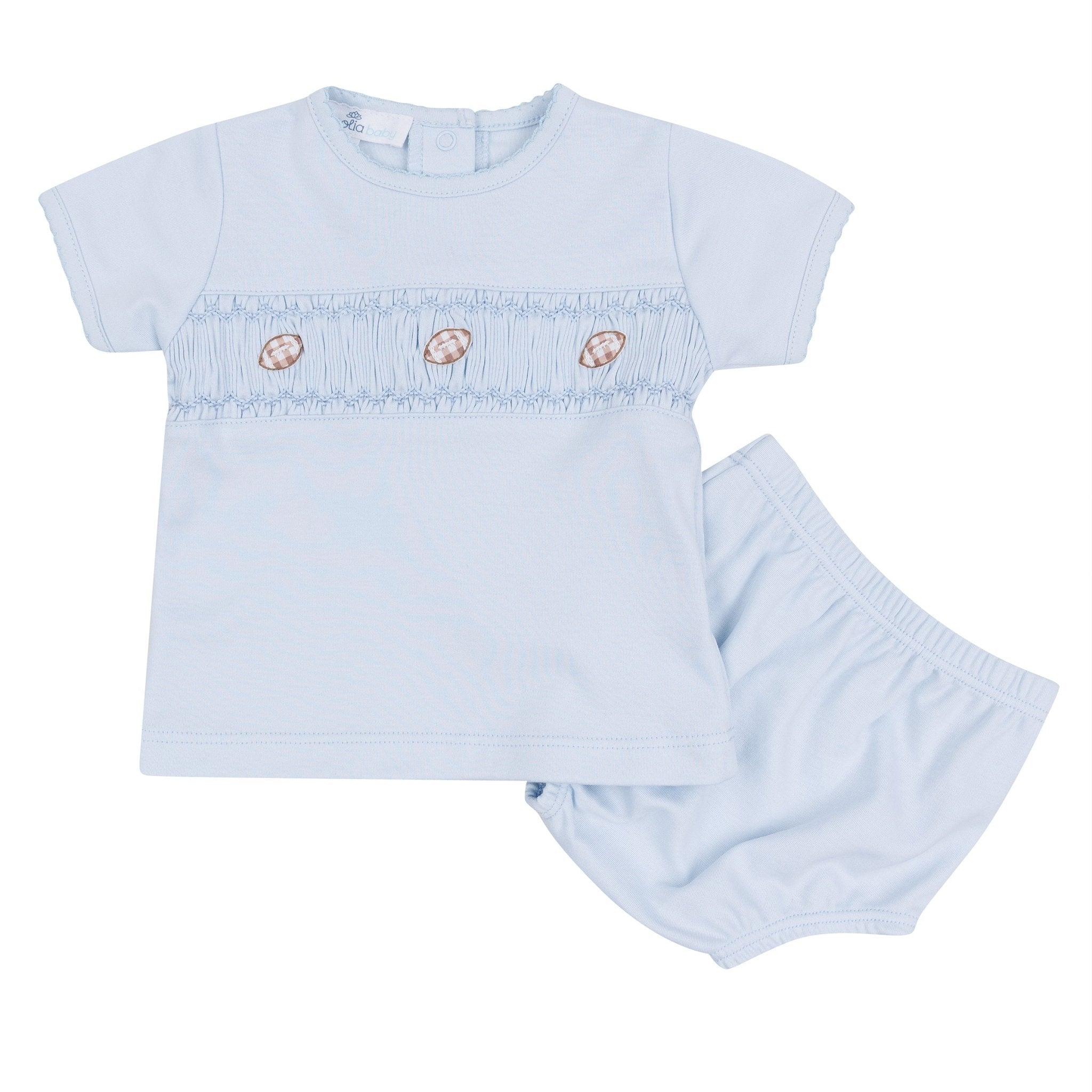 Magnolia Baby_Tiny Tailgater Smocked Diaper Cover Set - Light Blue_1