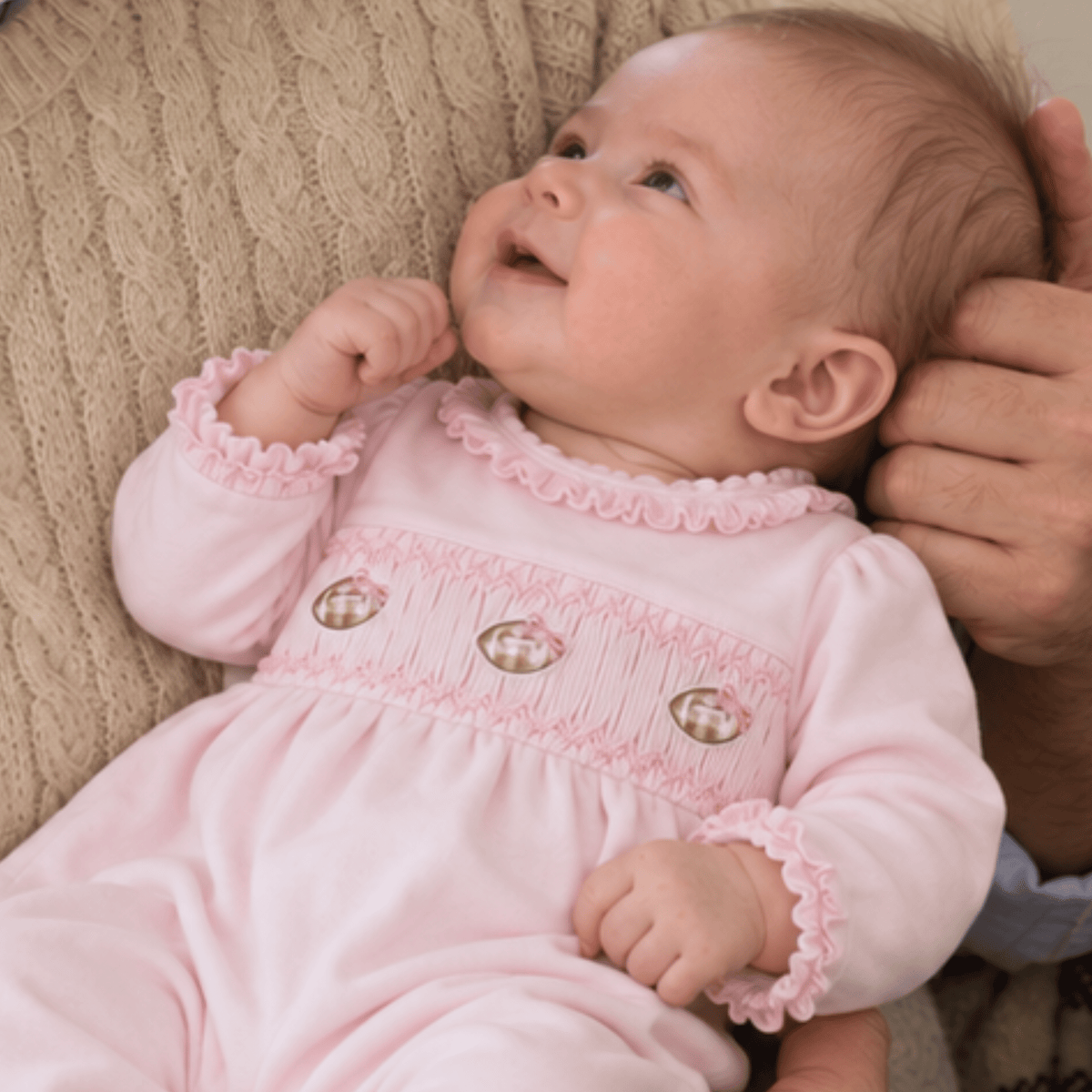 Magnolia Baby_Tiny Tailgater Smocked Footie - Pink_1