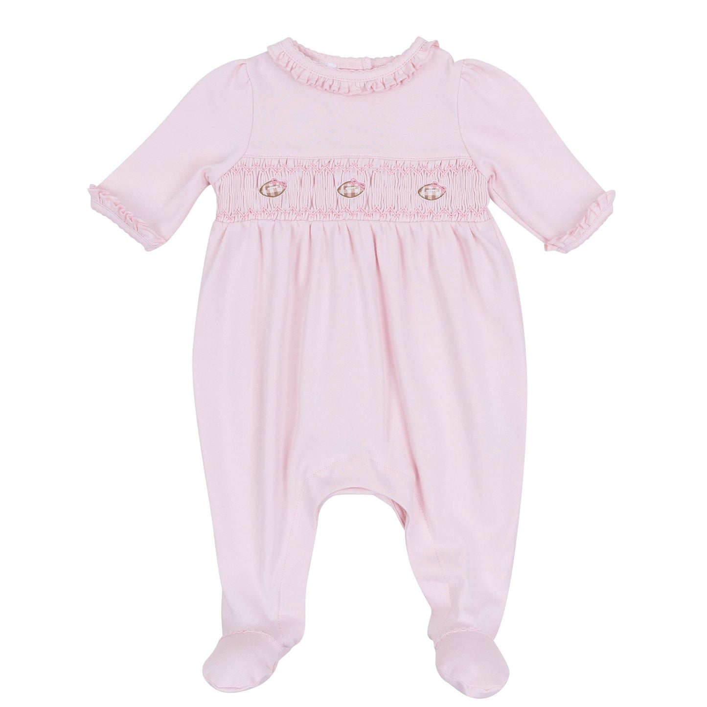 Magnolia Baby_Tiny Tailgater Smocked Footie - Pink_1