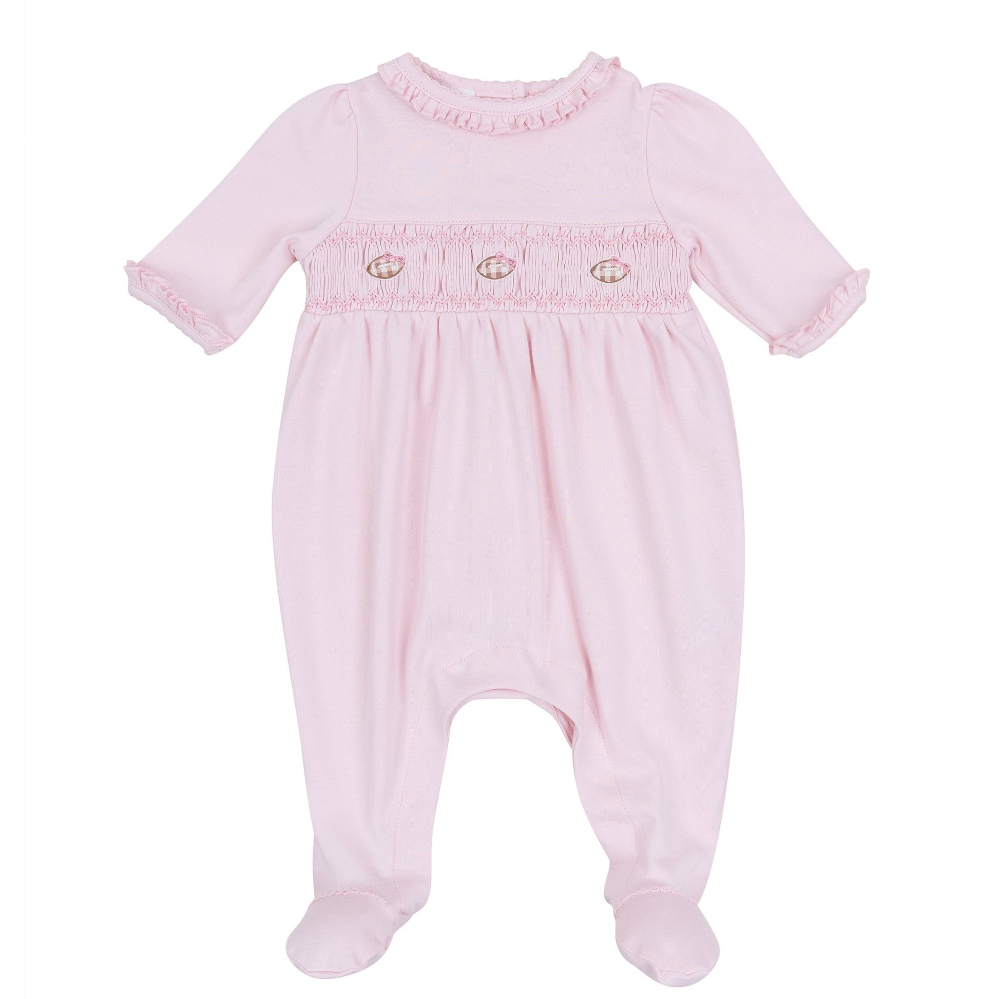 Magnolia Baby_Tiny Tailgater Smocked Footie - Pink_1