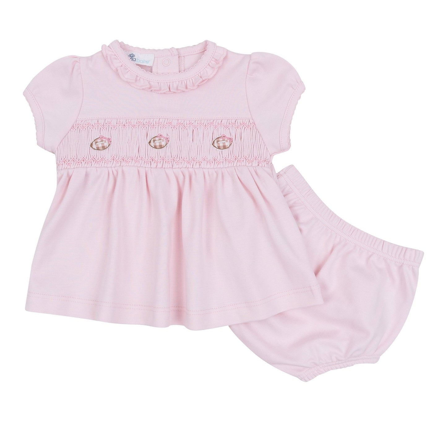 Magnolia Baby_Tiny Tailgater Smocked Ruffle Diaper Cover Set - Pink_1