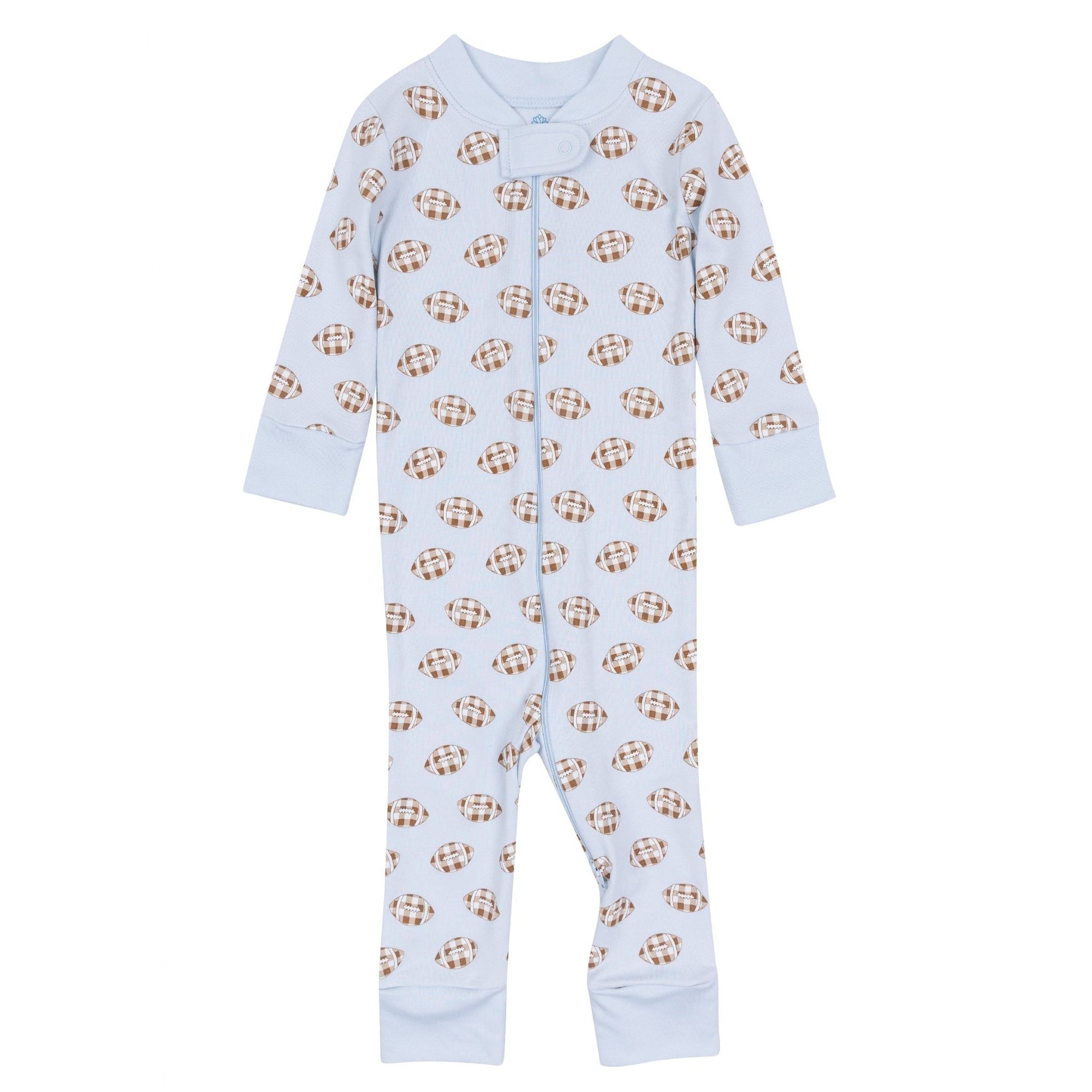 Magnolia Baby_Tiny Tailgater Zip Pajamas - Light Blue_1