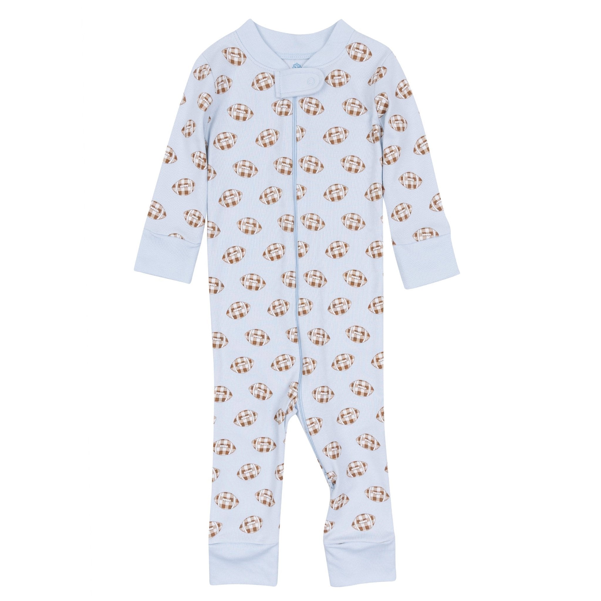 Magnolia Baby_Tiny Tailgater Zip Pajamas - Light Blue_1