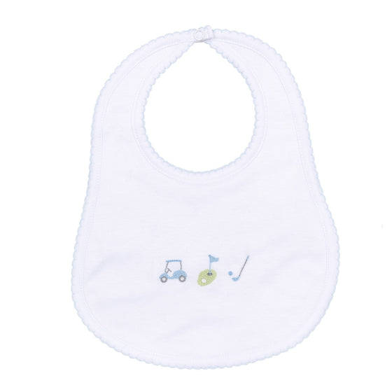 Tiny Tee Time Embroidered Bib - Light Blue - Magnolia BabyBib