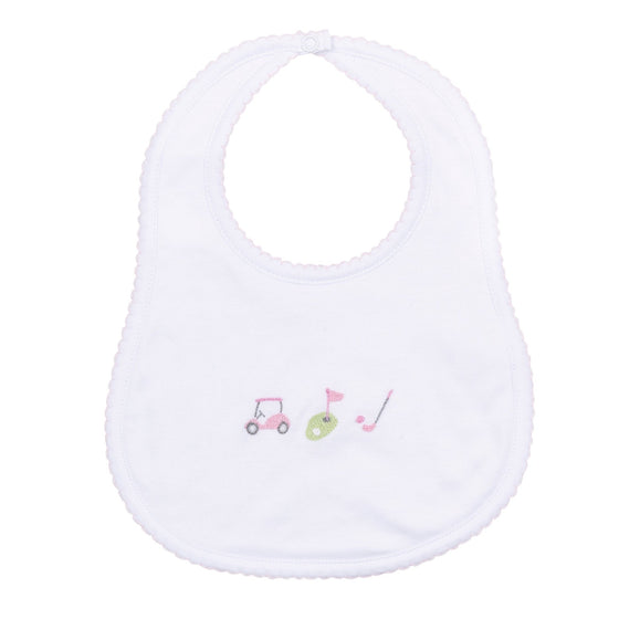 Tiny Tee Time Embroidered Bib - Pink - Magnolia BabyBib