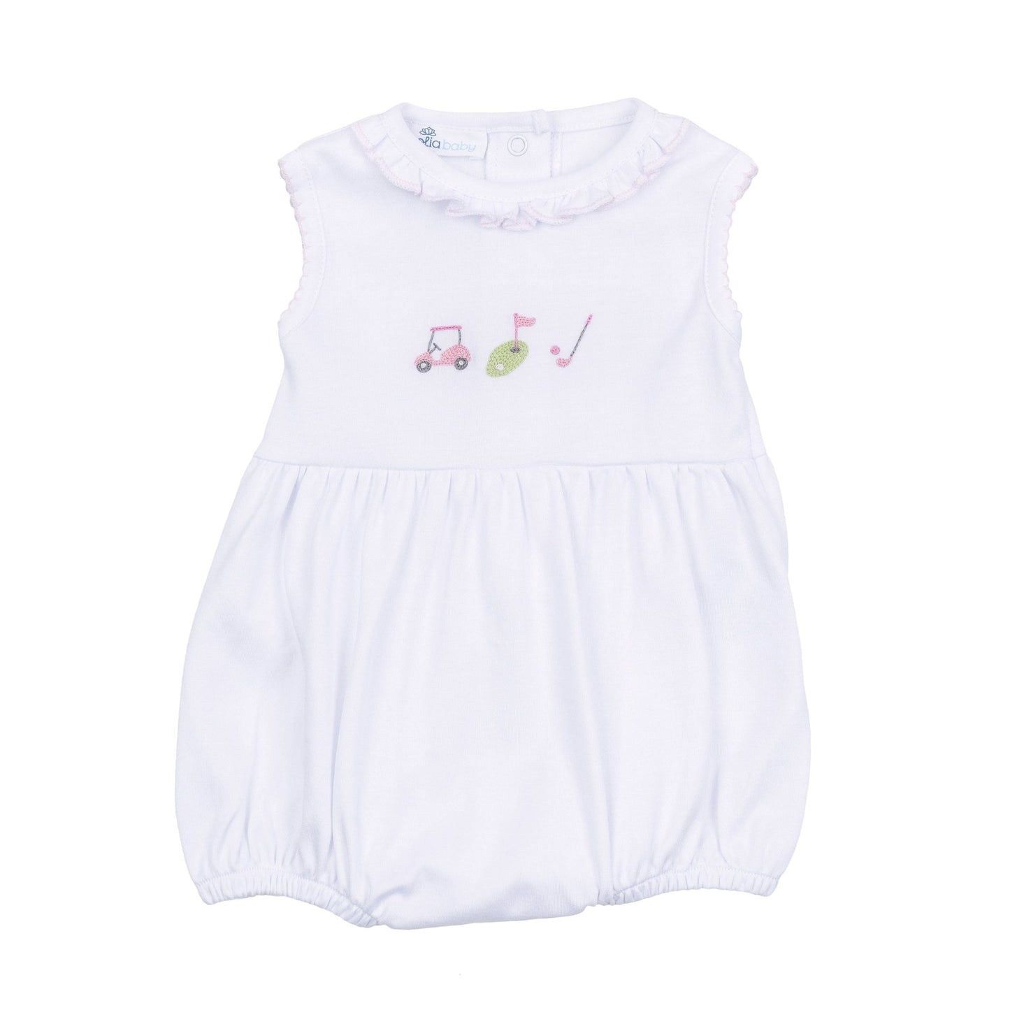 Tiny Tee Time Embroidered Bubble - Pink - Magnolia BabyBubble