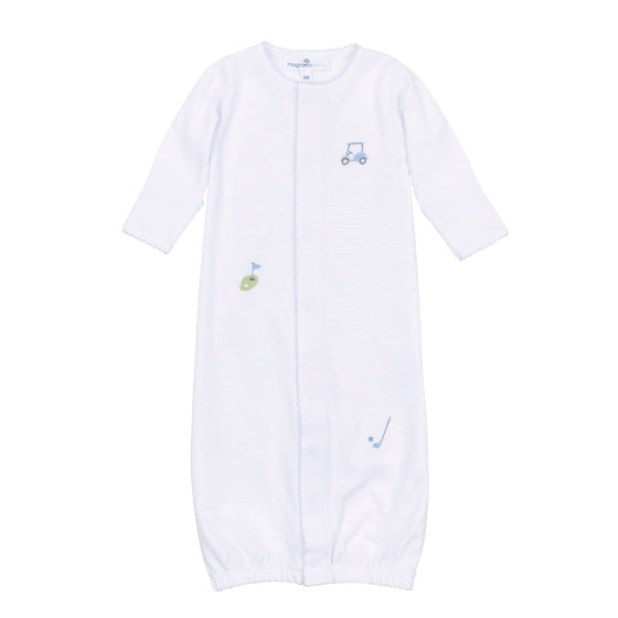 Tiny Tee Time Embroidered Converter - Light Blue - Magnolia BabyConverter Gown