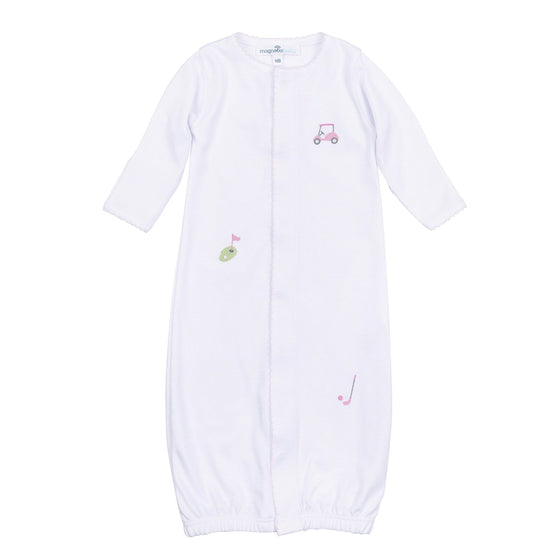 Tiny Tee Time Embroidered Converter - Pink - Magnolia BabyConverter Gown