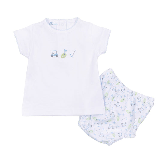 Tiny Tee Time Embroidered Diaper Cover Set - Light Blue - Magnolia BabyDiaper Cover