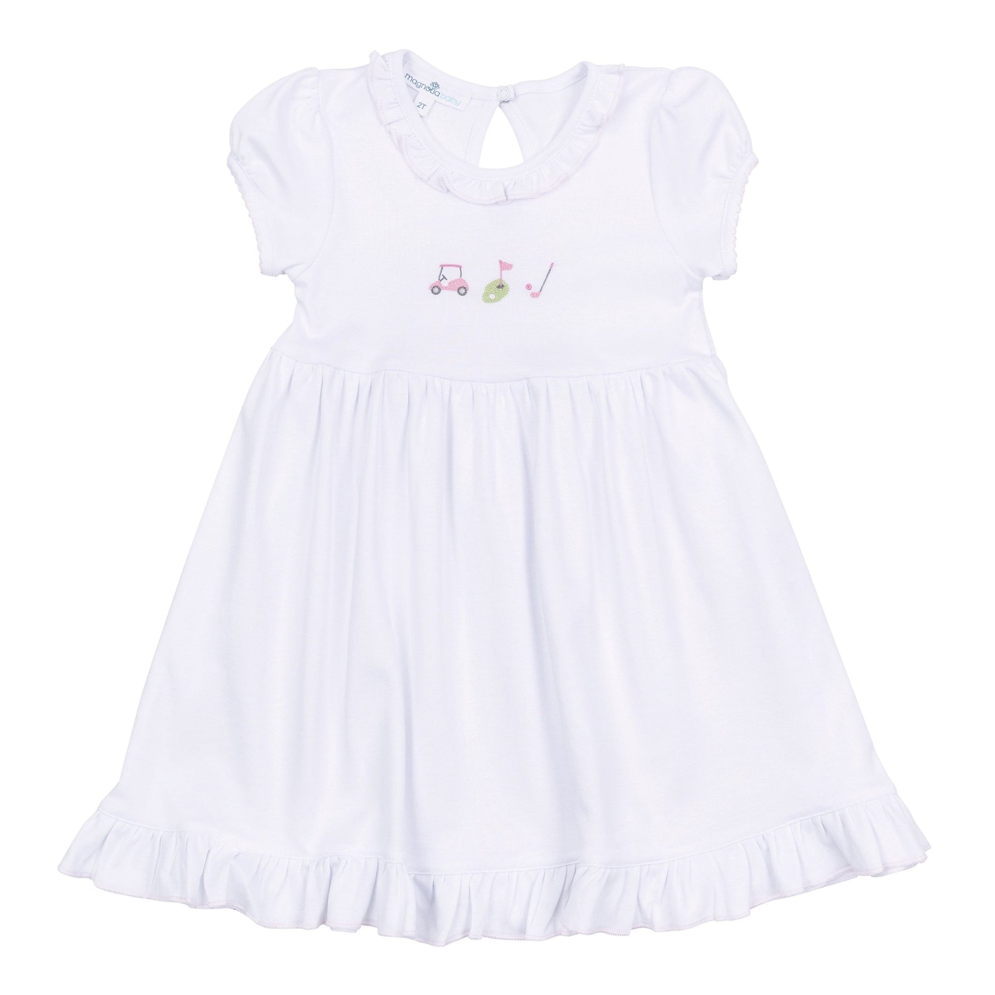Tiny Tee Time Embroidered Dress - Pink - Magnolia BabyDress