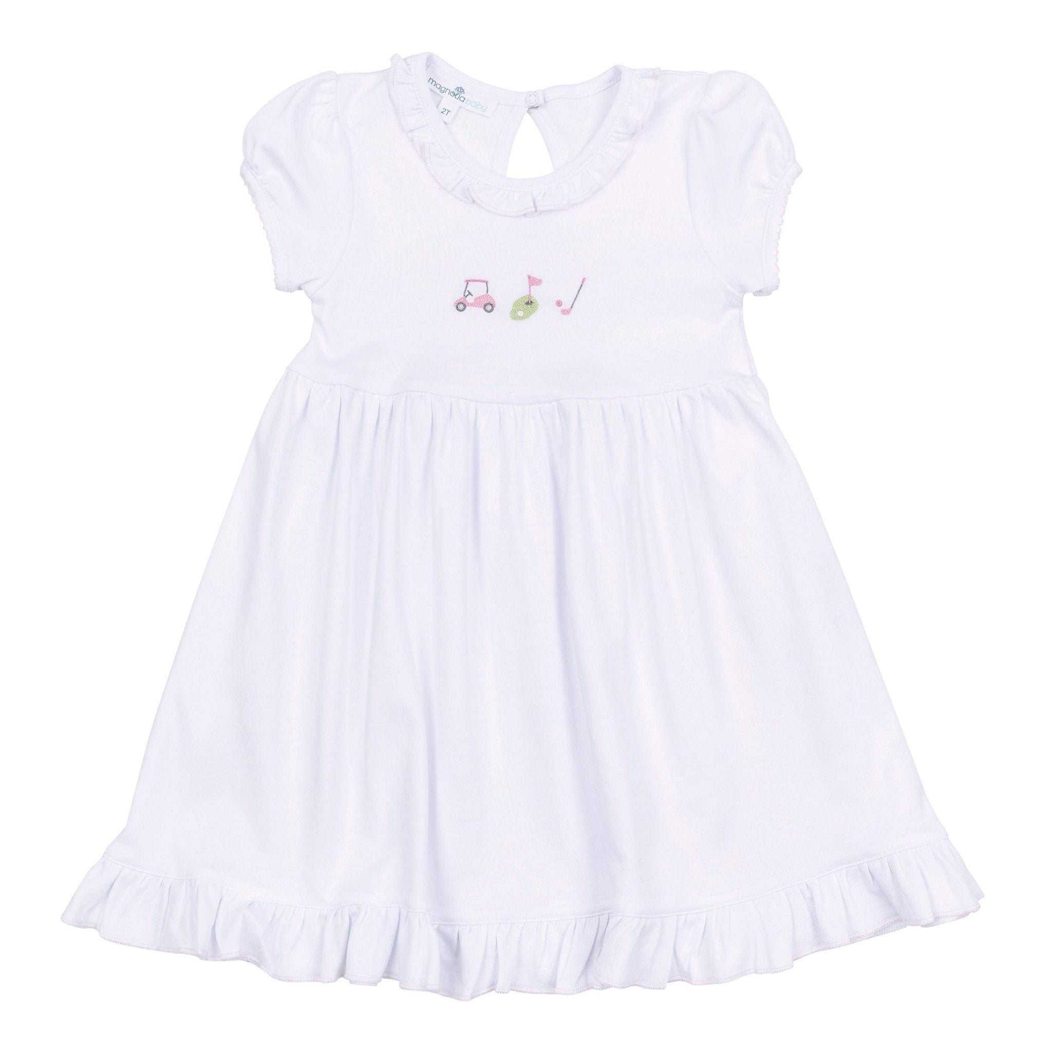 Tiny Tee Time Embroidered Dress - Pink - Magnolia BabyDress