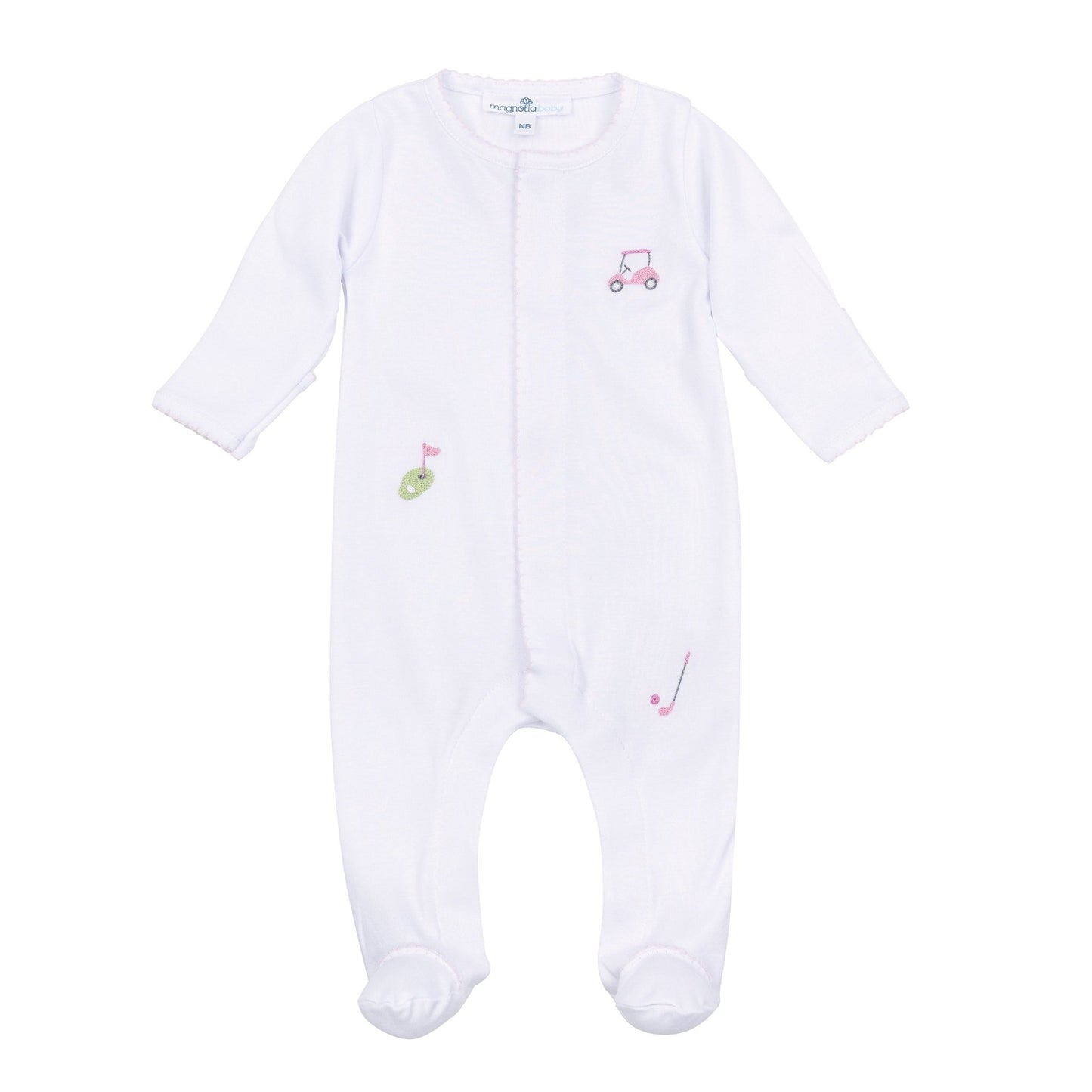Tiny Tee Time Embroidered Footie - Pink - Magnolia BabyFootie