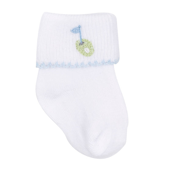 Tiny Tee Time Embroidered Socks - Light Blue - Magnolia BabySocks