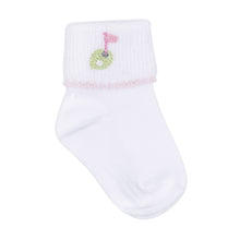  Tiny Tee Time Embroidered Socks - Pink - Magnolia BabySocks