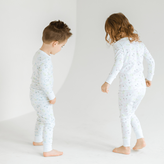 Tiny Tee Time Long Pajamas - Light Blue - Magnolia BabyLong Pajamas