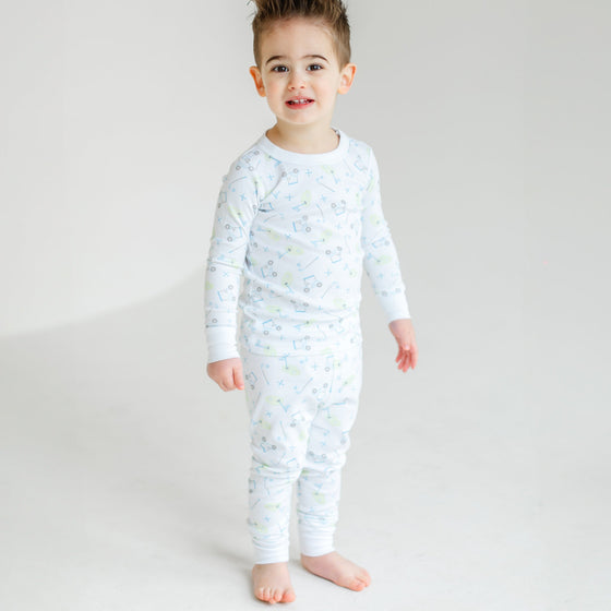 Tiny Tee Time Long Pajamas - Light Blue - Magnolia BabyLong Pajamas