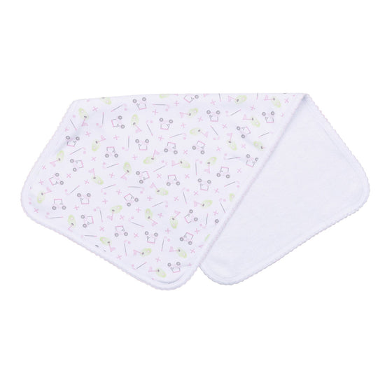 Tiny Tee Time Print Burp Cloth - Pink - Magnolia BabyBurp Cloth