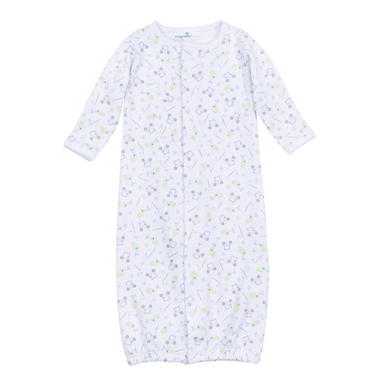 Tiny Tee Time Print Converter - Light Blue - Magnolia BabyConverter Gown