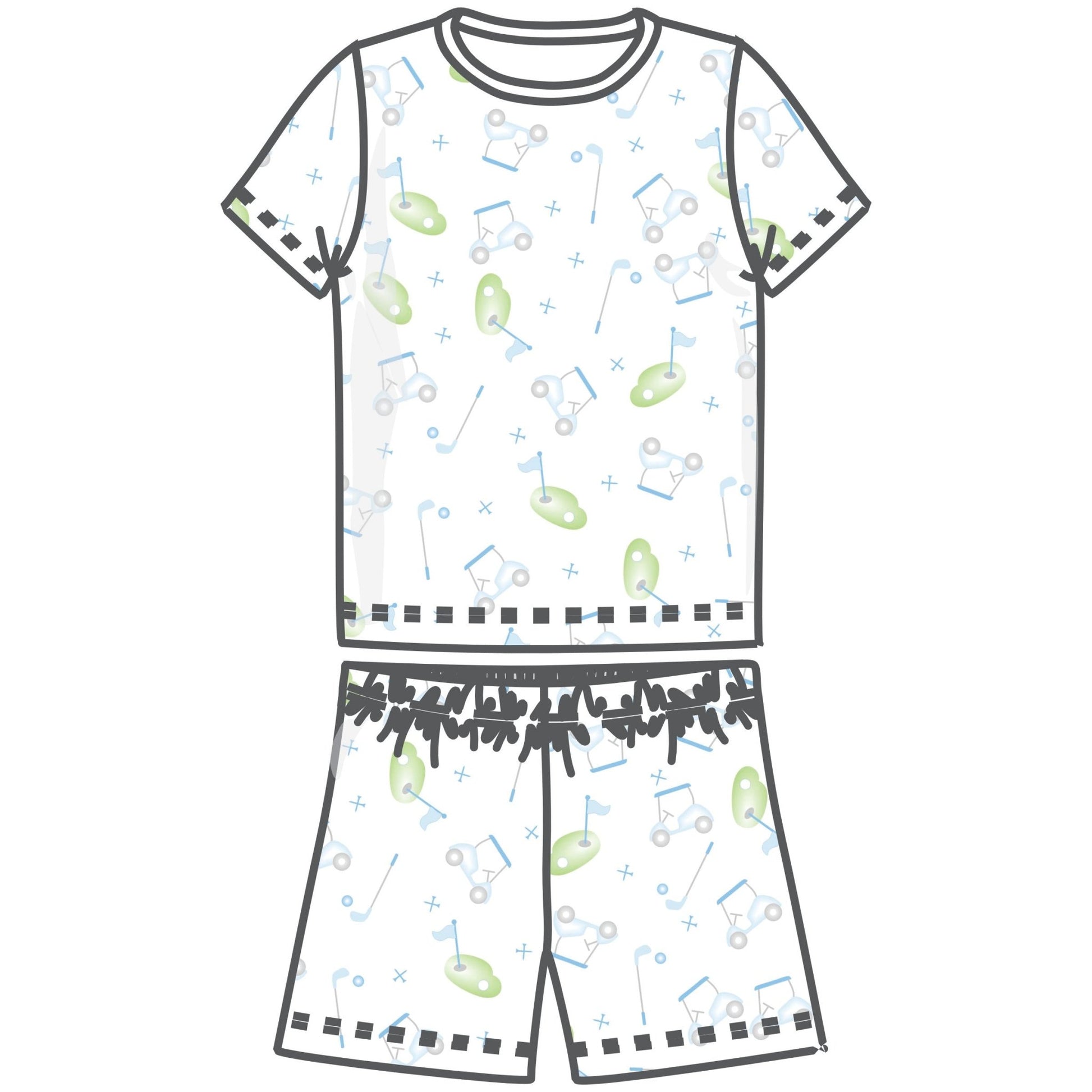 Tiny Tee Time Short Pajamas - Light Blue - Magnolia BabyShort Pajamas